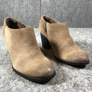 Clarks Narrative Boots Womens Size‎ 9 M Brown Suede Ankle Booties Block Heel Zip